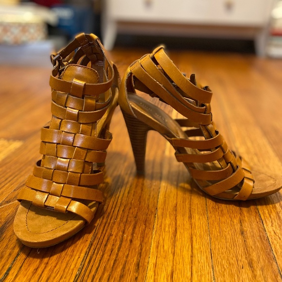 Nine West gladiator heels, Sz: 6.5, light brown - Picture 4 of 6